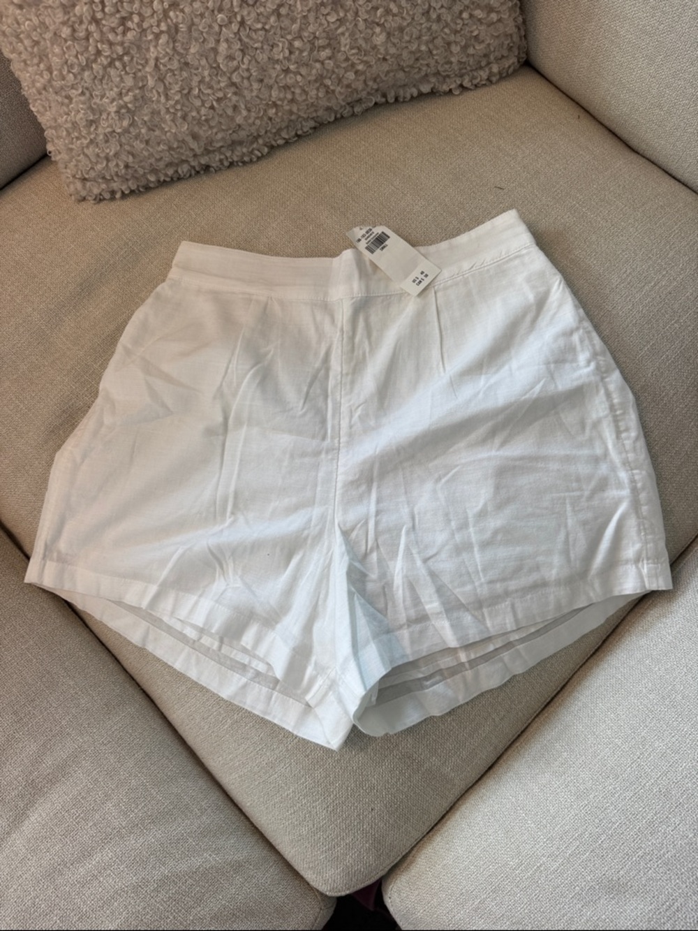 NWT Abercrombie & Fitch White Linen Blend Shorts Small Coastal Quiet Luxury